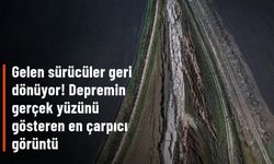 Depremin merkez üssü Pazarcık'ta yarılan yol havadan görüntülendi