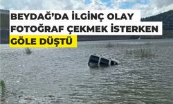 ARAÇ GÖLE DÜŞTÜ, AKINTIYA KAPILDI