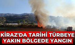 Kiraz'da Tarihi Türbeye yakın bölgede yangın