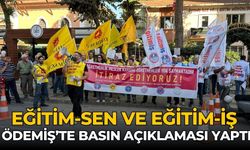 EĞİTİM-SEN VE EĞİTİM-İŞ ÖDEMİŞ’TE BASIN AÇIKLAMASI YAPTI