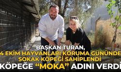 Başkan Turan,4 Ekim Hayvanları Koruma Gününde sokak köpeği sahiplendi Köpeğe “Moka” adını verdi