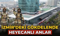 İzmir’deki gökdelende heyecanlı anlar