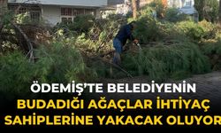 Ödemiş’te belediyenin budadığı ağaçlar ihtiyaç sahiplerine yakacak oluyor