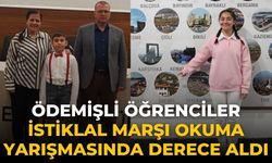 Ödemişli öğrenciler İstiklal Marşı okuma yarışmasında derece aldı