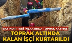 Bayındır TOKİ İnşaatında Toprak Kayması Toprak Altında Kalan İşçi Kurtarıldı