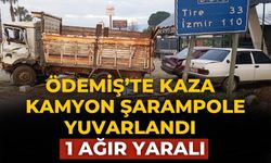 Ödemiş’te kaza  Kamyon Şarampole Yuvarlandı  1 Ağır Yaralı