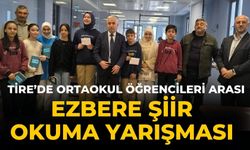 TİRE’DE ORTAOKUL ÖĞRENCİLERİ ARASI EZBERE ŞİİR OKUMA YARIŞMASI