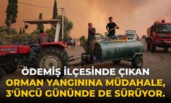 Ödemiş ilçesinde çıkan orman yangının müdahale, 3'üncü gününde de sürüyor.