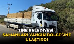 Tire Belediyesi, samanları yangın bölgesine ulaştırdı