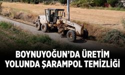 Boynuyoğun’da üretim yolunda şarampol temizliği