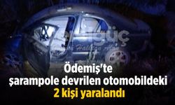 Ödemiş'te şarampole devrilen otomobildeki 2 kişi yaralandı