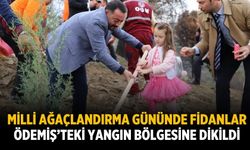 MİLLİ AĞAÇLANDIRMA GÜNÜNDE FİDANLAR ÖDEMİŞ’TEKİ YANGIN BÖLGESİNE DİKİLDİ