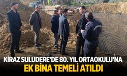 KİRAZ SULUDERE’DE 80. YIL ORTAOKULU’NA EK BİNA TEMELİ ATILDI