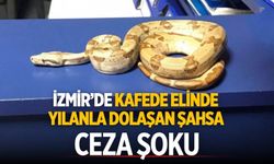 İzmir’de kafede elinde yılanla dolaşan şahsa ceza şoku