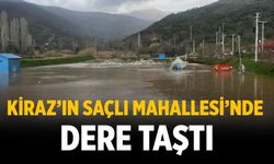 KİRAZ’IN SAÇLI MAHALLESİ’NDE DERE TAŞTI