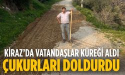 KİRAZ’DA VATANDAŞLAR KÜREĞİ ALDI ÇUKURLARI DOLDURDU