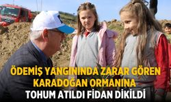 ÖDEMİŞ YANGININDA ZARAR GÖREN KARADOĞAN ORMANINA TOHUM ATILDI FİDAN DİKİLDİ