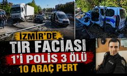 İzmir'de tır faciası 1'i polis 3 ölü 10 araç pert