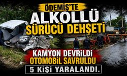 Ödemiş’te Alkollü Sürücü Dehşeti Kamyon Devrildi Otomobil Savruldu 5 kişi yaralandı