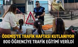 ÖDEMİŞ’TE TRAFİK HAFTASI KUTLANIYOR  800 ÖĞRENCİYE TRAFİK EĞİTİMİ VERİLDİ