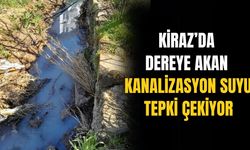 KİRAZ’DA DEREYE AKAN KANALİZASYON SUYU TEPKİ ÇEKİYOR