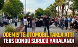 ÖDEMİŞ’TE OTOMOBİL TAKLA ATTI TERS DÖNDÜ SÜRÜCÜ YARALANDI