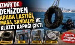 İzmir’de denizden Araba lastiği, masa, sandalye ve klozet kapağı çıktı