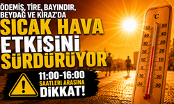 Ödemiş, Tire, Bayındır, Beydağ ve Kiraz’da Sıcak Hava Etkisini Sürdürüyor 11:00-16:00 saatleri arasına dikkat!