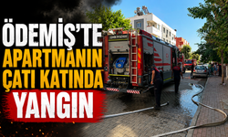 Ödemiş’te Apartmanın Çatı Katında Yangın