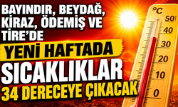 BAYINDIR, BEYDAĞ, KİRAZ, ÖDEMİŞ VE TİRE’DE YENİ HAFTADA SICAKLIKLAR 34 DERECEYE ÇIKACAK