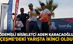 ÖDEMİŞLİ BİSİKLETÇİ ADEM KARACAOĞLU ÇEŞME’DEKİ YARIŞTA İKİNCİ OLDU