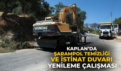 Kaplan’da şarampol temizliği ve istinat duvarı yenileme çalışması