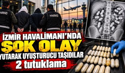 İZMİR HAVALİMANI’NDA ŞOK OLAY YUTARAK UYUŞTURUCU TAŞIDILAR 2 tutuklama