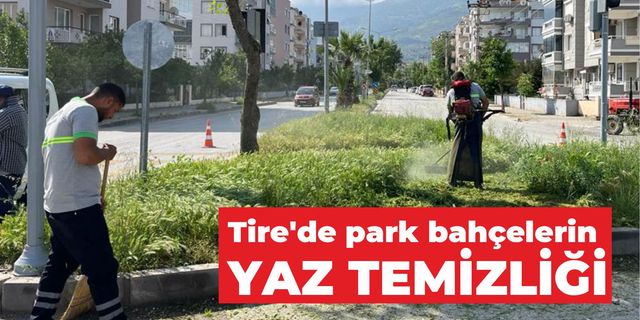 Tire'de park bahçelerin yaz temizliği