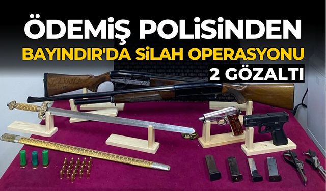 Ödemiş Polisi Bayındır’da ruhsatsız silah bulunduran 2 kişiyi yakaladı