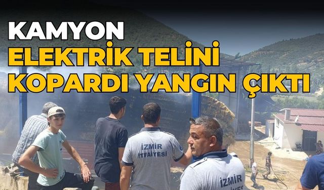 KAMYON ELEKTRİK TELİNİ KOPARDI YANGIN ÇIKTI 