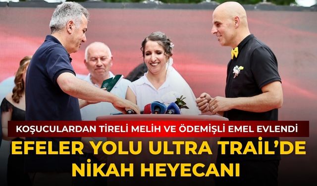 Efeler Yolu Ultra Trail’de nikah heyecanı Koşuculardan Tireli Melih ve Ödemişli Emel evlendi