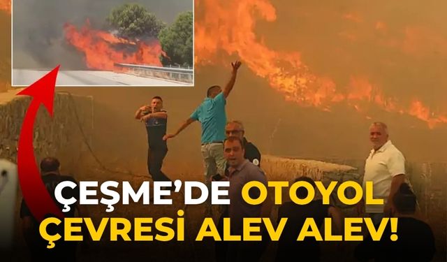 Çeşme’de Otoyol çevresi alev alev!