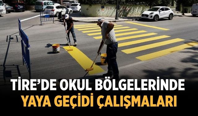 Tire’de Okul Bölgelerinde Yaya Geçidi Çalışmaları