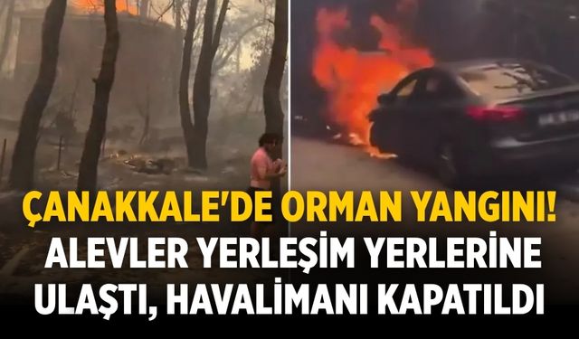 Çanakkale'de orman yangını! Alevler yerleşim yerlerine ulaştı, havalimanı kapatıldı