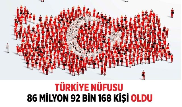 Türkiye nüfusu 86 milyon 92 bin 168 kişi oldu