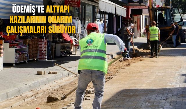 Ödemiş’te Altyapı Kazılarının Onarım Çalışmaları Sürüyor