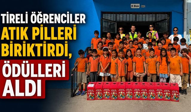 Tireli öğrenciler Atık pilleri biriktirdi, ödülleri aldı