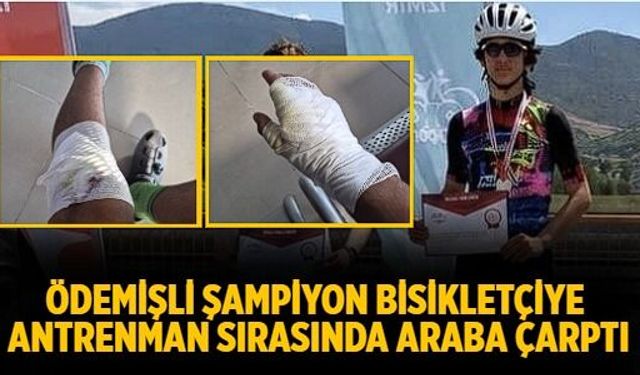Ödemişli Şampiyon Bisikletçiye Antrenman Sırasında Araba Çarptı