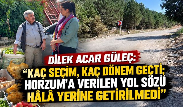 DİLEK ACAR GÜLEÇ: “KAÇ SEÇİM, KAÇ DÖNEM GEÇTİ; HORZUM’A VERİLEN YOL SÖZÜ HÂLÂ YERİNE GETİRİLMEDİ”