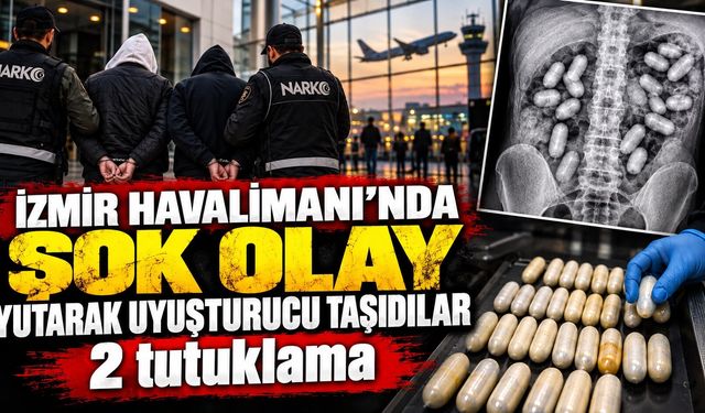 İZMİR HAVALİMANI’NDA ŞOK OLAY YUTARAK UYUŞTURUCU TAŞIDILAR 2 tutuklama