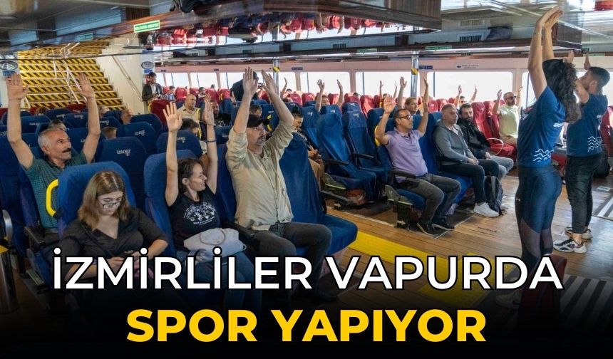 İzmirliler vapurda spor yapıyor