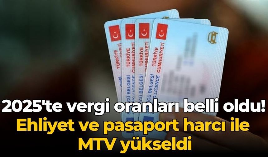 2025'te vergi oranları belli oldu! Ehliyet ve pasaport harcı ile MTV yükseldi