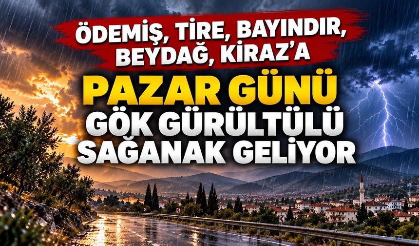 Ödemiş, Tire, Bayındır, Beydağ, Kiraz'a Pazar Günü Gök Gürültülü Sağanak geliyor