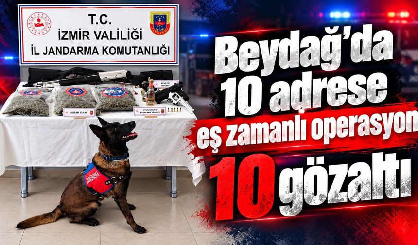 Beydağ’da 10 adrese eş zamanlı operasyon 10 gözaltı